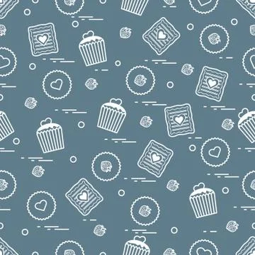 Cute seamless pattern with different romantic sweets. Love concept. Stock-Illustration
