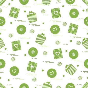 Cute seamless pattern with different romantic sweets. Love concept. Stock-Illustration