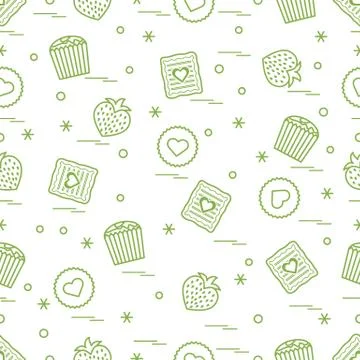 Cute seamless pattern with different romantic sweets. Love concept. Stock-Illustration