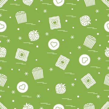 Cute seamless pattern with different romantic sweets. Love concept. Stock-Illustration