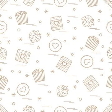 Cute seamless pattern with different romantic sweets. Love concept. Stock-Illustration