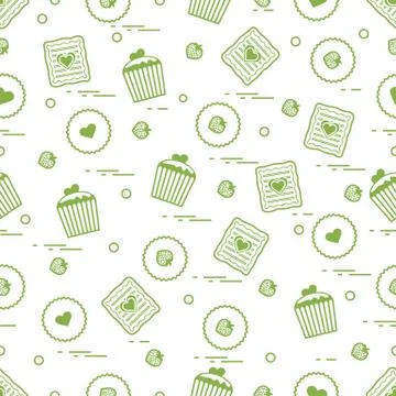 Cute seamless pattern with different romantic sweets. Love concept. Stock-Illustration