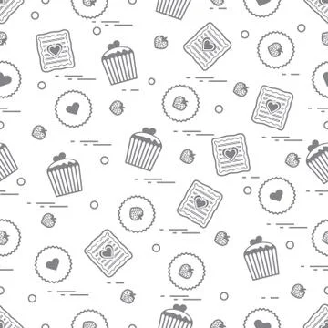 Cute seamless pattern with different romantic sweets. Love concept. Stock-Illustration
