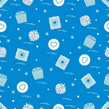Cute seamless pattern with different romantic sweets. Love concept. Stock-Illustration