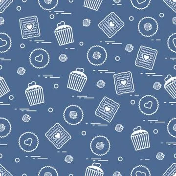 Cute seamless pattern with different romantic sweets. Love concept. Stock-Illustration