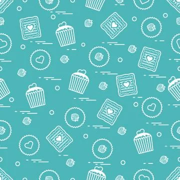 Cute seamless pattern with different romantic sweets. Love concept. Stock-Illustration
