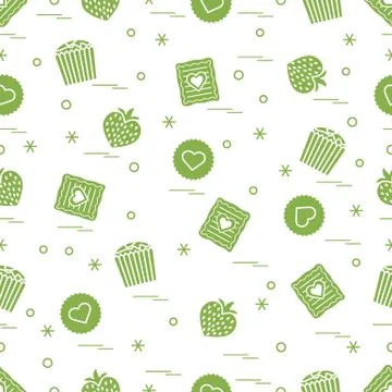 Cute seamless pattern with different romantic sweets. Love concept. Stock-Illustration