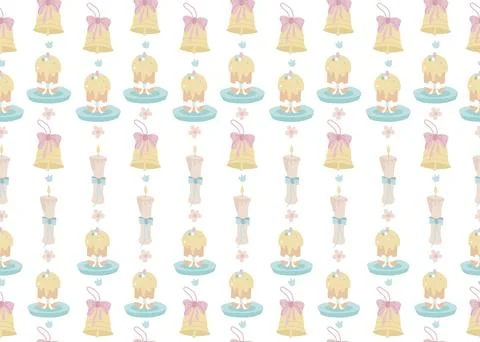 Cute seamless pattern with different symbols for Easter. Design for banner Stock Illustration