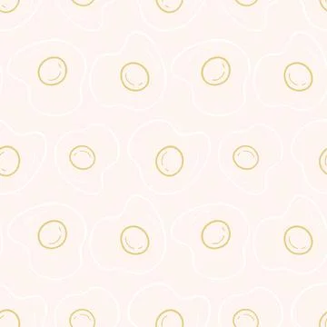 Cute Seamless Pattern with Doodle Fried Egg 스톡 일러스트
