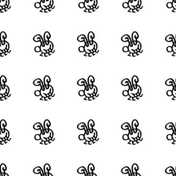 Cute seamless pattern with Easter rabbit in childish style. Vector Illustrazione stock