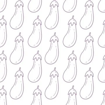 Cute Seamless Pattern with Eggplant Stock Illustration