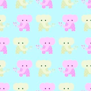 Cute seamless pattern elephant, animal, Illustrazione stock