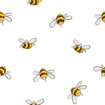 Cute seamless pattern with flying bees. Vector illustration EPS10. Illustrazione stock