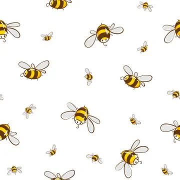 Cute seamless pattern with flying bees. Vector illustration EPS10 Illustrazione stock