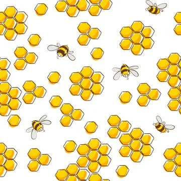 Cute seamless pattern with flying bees. Vector illustration EPS10. Stock Illustration