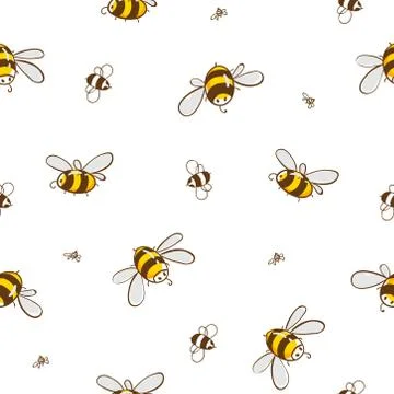 Cute seamless pattern with flying bees. Vector illustration EPS10 Illustrazione stock