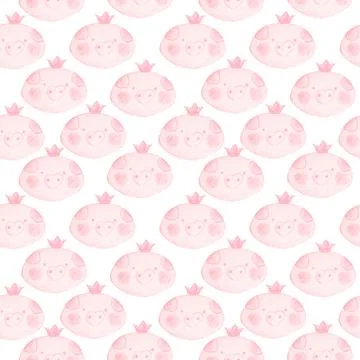 Cute seamless pattern with funny piglets princesses. Stock Illustration