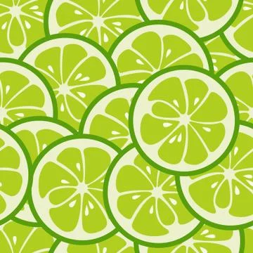 Cute seamless pattern with green lime slices Illustrazione stock
