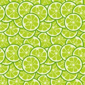 Cute seamless pattern with green lime slices Stock Illustration