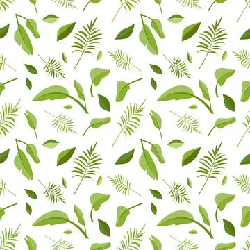 Cute seamless pattern from green palm leaves. Spring or summer print with floral Stock Illustration