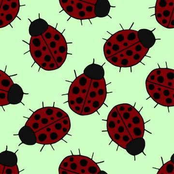 Cute seamless pattern. Hand-drawn ladybug sketch symbol. Vector ladybug Stock Illustration