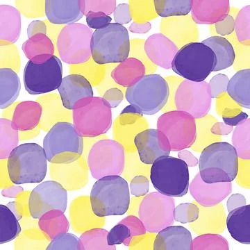 Cute seamless pattern with hand drawn watercolor colorful circles. Stock Illustration