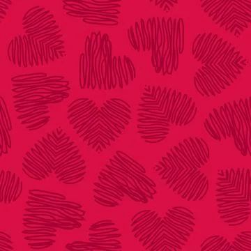 Cute seamless pattern with hand-drawn hearts. Heart pattern. Modern vector fl 스톡 일러스트