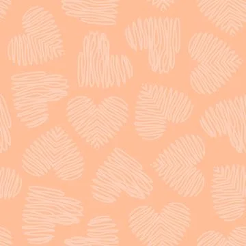 Cute seamless pattern with hand-drawn hearts. Heart pattern. Modern vector fl Stock Illustration
