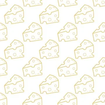 Cute seamless pattern with hand drawn cheese illustrations. Illustrazione stock