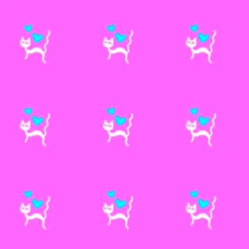 Cute seamless pattern with hearts and cats. Romantic texture for backgrounds, Illustrazione stock