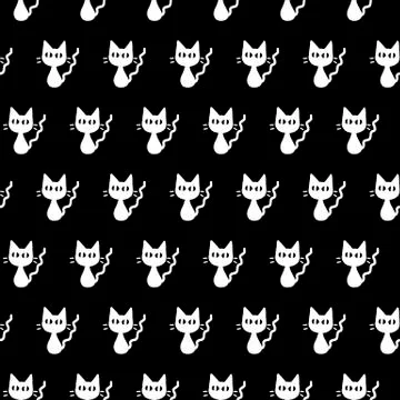 Cute seamless pattern with hearts and cats. Romantic texture for backgrounds, Illustrazione stock