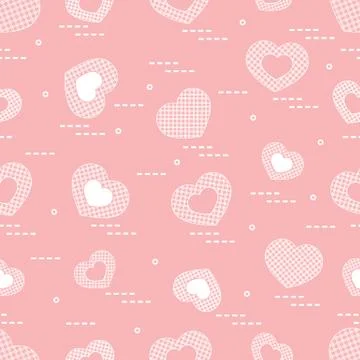 Cute seamless pattern with hearts in cell. Stock Illustration