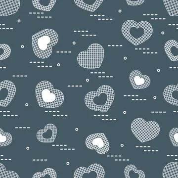 Cute seamless pattern with hearts in cell. Stock Illustration