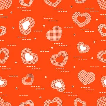 Cute seamless pattern with hearts in cell. イラスト素材