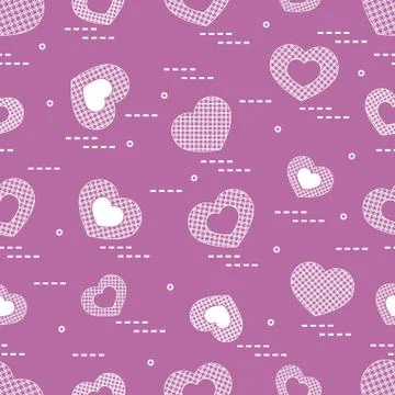 Cute seamless pattern with hearts in cell. Stock Illustration