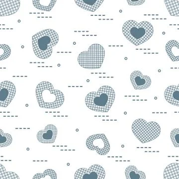 Cute seamless pattern with hearts in cell. Stock Illustration