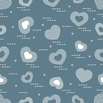 Cute seamless pattern with hearts in cell. Stock Illustration
