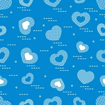 Cute seamless pattern with hearts in cell. Stock Illustration