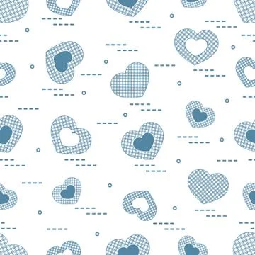 Cute seamless pattern with hearts in cell. Stock Illustration