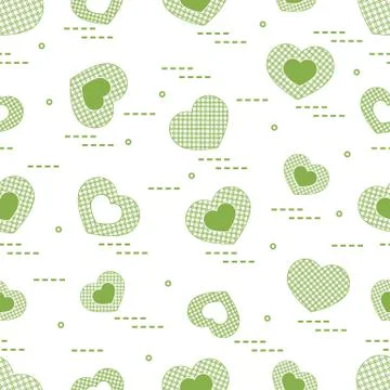 Cute seamless pattern with hearts in cell. Stock Illustration