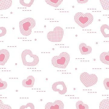 Cute seamless pattern with hearts in cell. イラスト素材