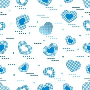 Cute seamless pattern with hearts in cell. Stock Illustration