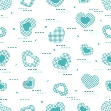 Cute seamless pattern with hearts in cell. Stock Illustration