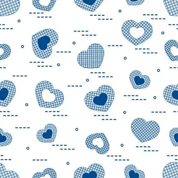 Cute seamless pattern with hearts in cell. Stock Illustration