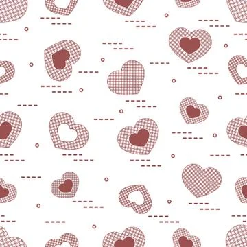 Cute seamless pattern with hearts in cell. Illustrazione stock