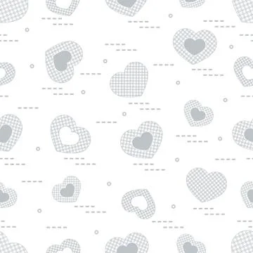 Cute seamless pattern with hearts in cell. Stock Illustration