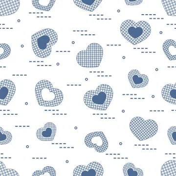 Cute seamless pattern with hearts in cell. Stock Illustration