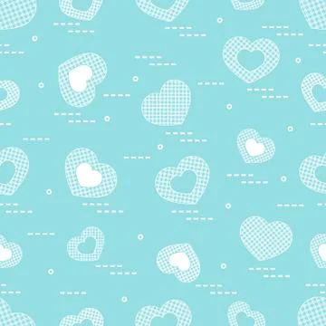 Cute seamless pattern with hearts in cell. Stock Illustration