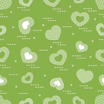 Cute seamless pattern with hearts in cell. Stock Illustration