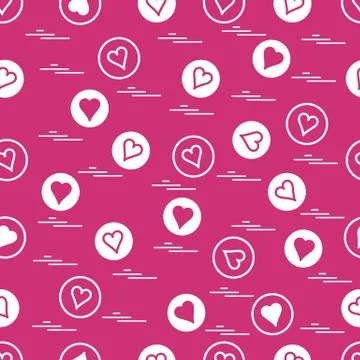 Cute seamless pattern with hearts in circles. Stock Illustration